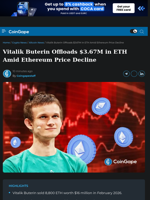 Vitalik Buterin Offloads $3.67M in ETH Amid Ethereum Price Decline