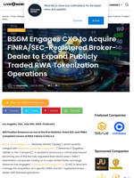 BSGM Engages CXG to Acquire FINRA/SEC-Registered Broker-Dealer to Expand Publicly Traded RWA Tokenization Operations | Live Bitcoin News