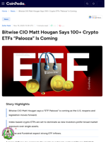Bitwise CIO Matt Hougan Says 100+ Crypto ETFs 