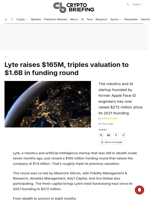 Lyte raises $165M, triples valuation to $1.6B in funding round