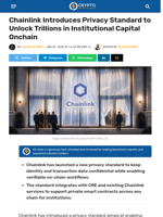 Chainlink Introduces Privacy Standard to Unlock Trillions