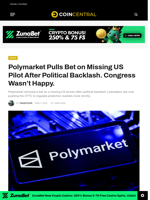Polymarket Pulls Bet on Missing US Pilot After Political Backlash. Congress Wasn't Happy. - CoinCentral