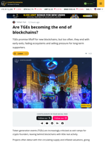 Are Crypto TGEs Becoming the End of Blockchains?