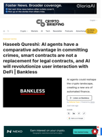 Haseeb Qureshi: AI agents have a comparative advantage in committing crimes, smart contracts are not a replacement for legal contracts, and AI will revolutionize user interaction with DeFi | Bankless