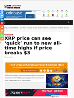 XRP price can see 'quick' run to new all-time highs if price breaks $3 - The Crypto News Wire
