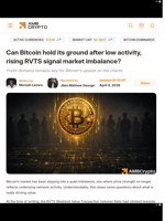 Can Bitcoin hold its ground after low activity, rising RVTS signal market imbalance? - AMBCrypto