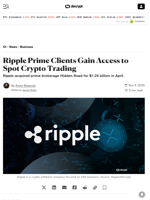 Ripple Prime Clients Gain Access to Spot Crypto Trading - Decrypt