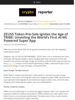 ZEUSS Token Pre-Sale Ignites the Age of TRIBE: Unveiling the World's First AI-ML Powered Super App