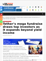 Tether’s mega fundraise draws top investors as it expands beyond yield income - The Crypto News Wire