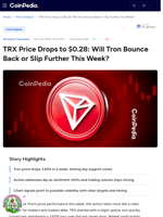 TRX Price Drops to $0.28: Will Tron Bounce Back or Slip Further This Week?