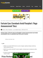 Fartcoin Eyes Comeback Amid Pumpfun's 'Huge Announcement' Buzz