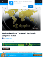 Ripple Makes List Of The World’s Top Fintech Companies In 2025 | Bitcoinist.com