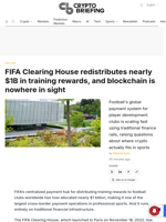 FIFA Clearing House redistributes nearly $1B in training rewards, and blockchain is nowhere in sight