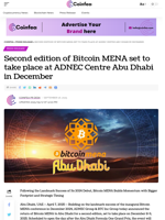 Second edition of Bitcoin MENA set to take place at ADNEC Centre Abu Dhabi in December - Coinfea