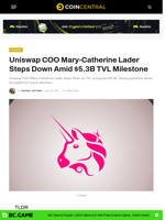 Uniswap COO Mary-Catherine Lader Steps Down Amid $5.3B TVL Milestone - CoinCentral