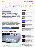 Report: Payments Giants Visa, Mastercard, and Stripe Back Stablecoin Platform for Faster Payments – Bitcoin News