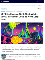 XRP Price Forecast 2025–2030: What a $1,000 Investment Could Be Worth Long Term