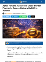 Aptos Powers Juicyway’s $3B Cross-Border Payments in Africa