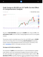 Gold Jumps to $3,050 as US Tariffs Go into Effect: A Comprehensive Analysis - Visionary Financial
