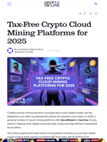 Tax-Free Crypto Cloud Mining Platforms for 2025