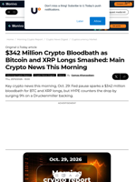 $342 Million Crypto Bloodbath as Bitcoin and XRP Longs Smashed: Main Crypto News This Morning - U.Today