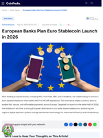 European Banks Plan Euro Stablecoin Launch in 2026
