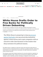 White House Drafts Order to Fine Banks for Politically Driven Debanking - 