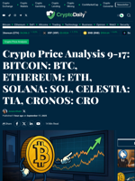 Crypto Price Analysis 9-17: BITCOIN: BTC, ETHEREUM: ETH, SOLANA: SOL, CELESTIA: TIA, CRONOS: CRO - Crypto Daily