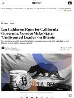 Ian Calderon Runs for California Governor, Vows to Make State ‘Undisputed Leader’ on Bitcoin - Decrypt