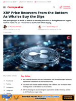 XRP Price Recovers From the Bottom As Whales Buy the Dips - Coinspeaker