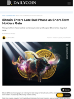 Bitcoin Enters Late Bull Phase as Short-Term Holders Gain - DailyCoin