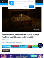BitMine dokłada 104 mln USD w ETH do skarbca