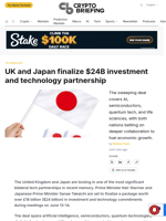 UK and Japan finalize $24B investment and technology partnership