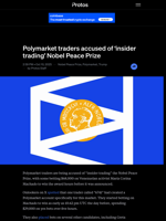 Polymarket traders accused of 'insider trading' Nobel Peace Prize