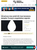 Oil prices rise amid US-Iran tensions despite Trump's negotiation signals