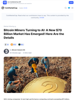 Bitcoin Miners Turning to AI: A New $70 Billion Market Has Emerged! Here Are the Details: Guest Post by Bitcoin Sistemi EN | CoinMarketCap
