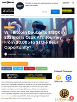 Will Bitcoin Double to $130K in 2025, or Is Ozak AI’s Journey From $0.005 to $1 the Real Opportunity? | Live Bitcoin News