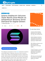 Solana Stablecoin Volumes Triple Month-Over-Month as Geopolitical Tensions Drive Demand for Digital Dollars ⋆ ZyCrypto