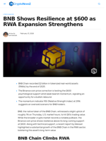 BNB Shows Resilience at $600 as RWA Expansion Strengthens  - CryptoNewsZ