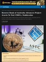 Reserve Bank of Australia Advances Project Acacia To Test CBDCs, Stablecoins