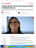 Cathie Wood’s Ark Invest Buys $172M in Bullish Shares - Coinspeaker