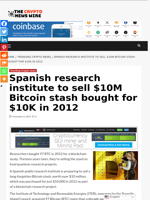 Spanish research institute to sell $10M Bitcoin stash bought for $10K in 2012 - The Crypto News Wire