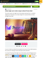 Indian high court orders steps to block Proton Mail