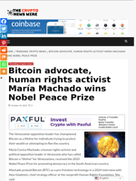 Bitcoin advocate, human rights activist María Machado wins Nobel Peace Prize - The Crypto News Wire