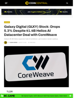 Galaxy Digital (GLXY) Stock: Drops 5.3% Despite $1.4B Helios AI Datacenter Deal with CoreWeave