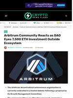 Arbitrum Community Reacts as DAO Eyes 7,500 ETH Investment Outside Ecosystem - Crypto News Flash