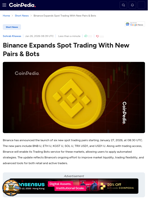 Binance Expands Spot Trading With New Pairs & Bots