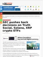 SEC pushes back decisions on Truth Social, Solana, XRP crypto ETFs  - The Crypto News Wire