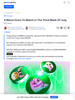 3 Meme Coins To Watch In The Third Week Of July
