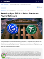 RedotPay Eyes $1B U.S. IPO as Stablecoin Payments Expand